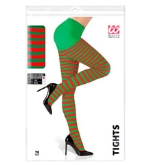 Collant Opaque Rayé Vert et Rouge / Collant opaque rayé rouge et Vert / La Maison du Déguisement
