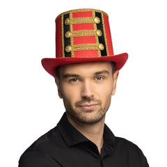Chapeau Directeur De Cirque Rouge / Chapeau Dompteur De Cirque / Chapeau Haut de Forme Monsieur Loyal / La Maison Du Déguisement