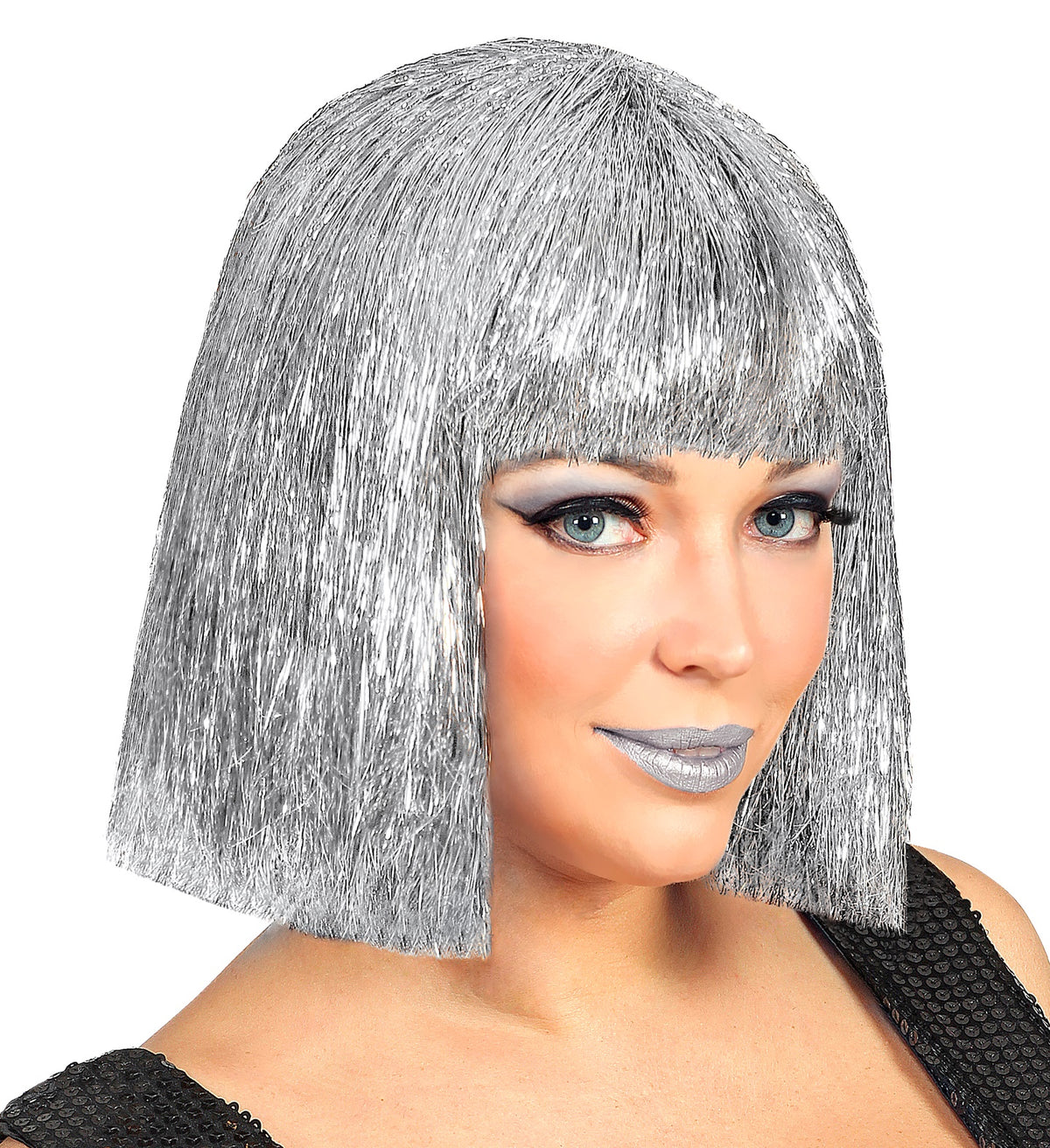 Perruque Glamour Glitzy Vegas Argent / Perruque Lamé Argent BM / la Maison Du Déguisement