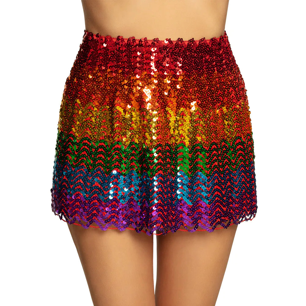 Jupe Disco Sequins Multicolore / Mini jupe à Sequins arc-en-ciel /  La Maison Du Déguisement