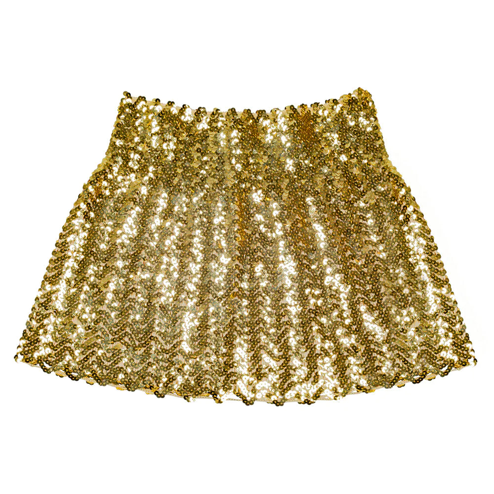 Jupe Disco sequins dorée / Mini-jupe Sequins Or / Jupe disco Paillettes Or / La Maison du Déguisement