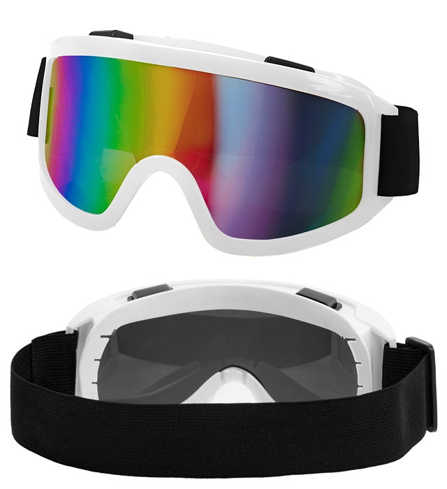 Lunettes Ski Blanc verres miroirs / Lunettes Après Ski Party Hiver Festival Blanc / Masque Ski Blanc verres miroirs / La Maison du Déguisement