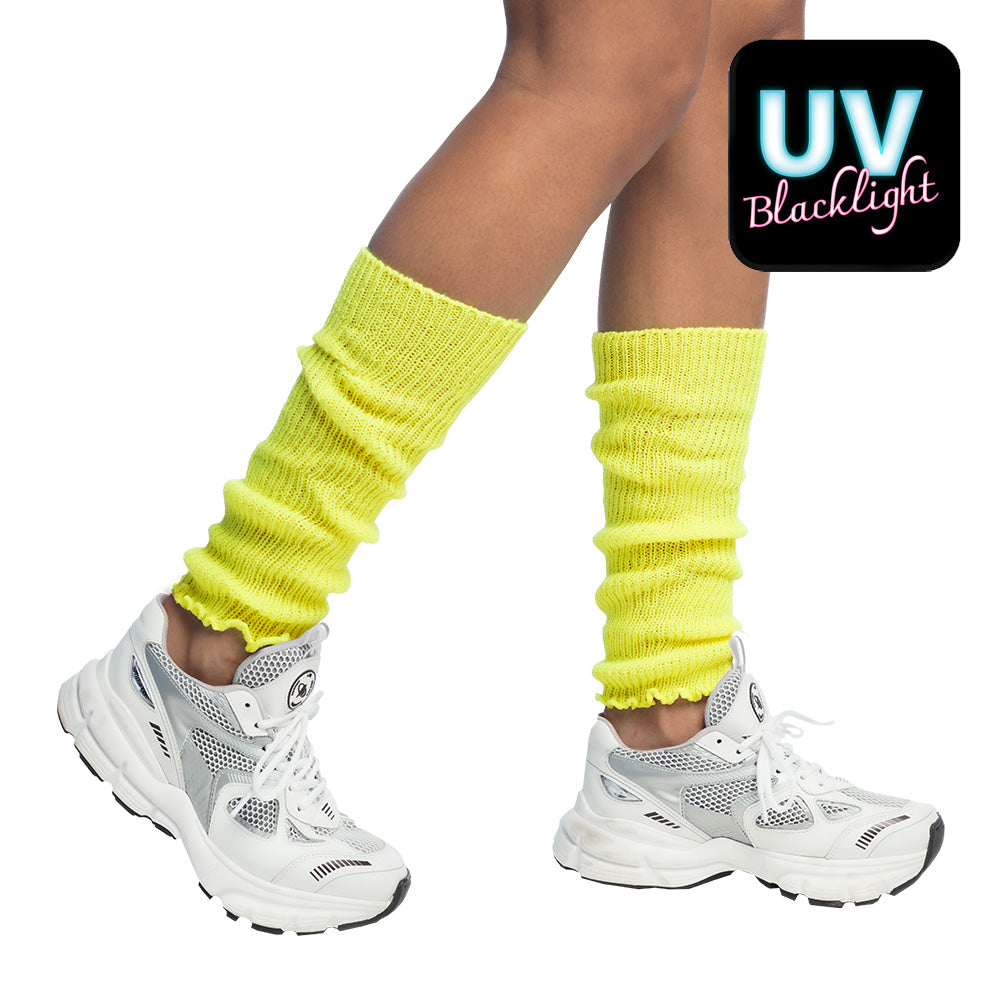 Guêtres Années 80 Jaune Disco / Jambières Jaune Fluo / La Maison Du Déguisement
