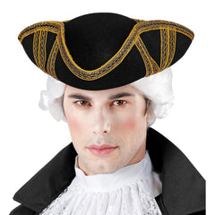 Chapeau Tricorne Royal Noir Galons Dorée / Chapeau Pirate Royal Fortune Or / La Maison Du Déguisement