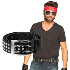 Ceinture De Biker / Ceinture Rockeur / Ceinture Studs De Punk Noir / La Maison Du Déguisement