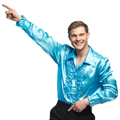 Chemise Disco Bleu Turquoise / Chemise Partie Bleu Turquoise / la Maison Du Déguisement