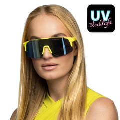 Lunettes Party Zouk Néon Jaune / Lunettes Rave Disco Vitesse Noir / La Maison Du Déguisement
