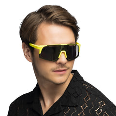 Lunettes Party Zouk Néon Jaune / Lunettes Rave Disco Vitesse Noir / La Maison Du Déguisement