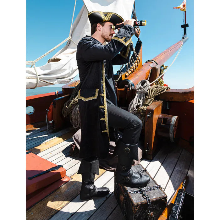 Chapeau Tricorne Royal noir galons or / Chapeau Pirate Royal fortune or / La Maison du Déguisement