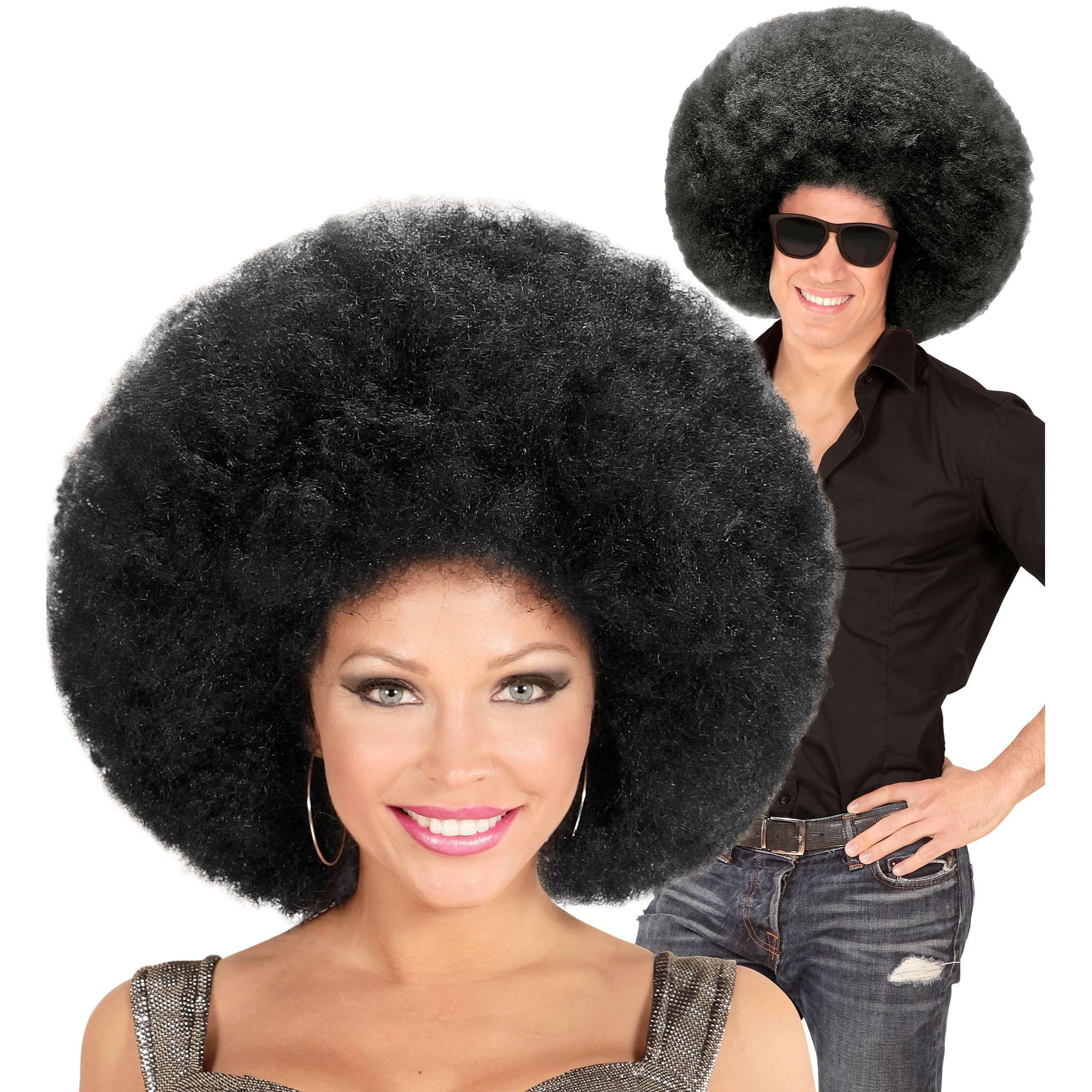 Perruque Noir Afro Extra Volume / Perruque BIG Afro Noir / La Maison Du Déguisement