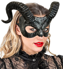 Masque Avec Cornes De Bélier / Demi‑Masque Métal Vieilli Diable / La Maison Du Déguisement