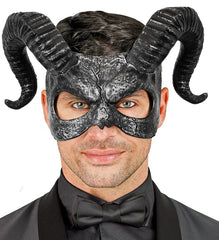 Masque Avec Cornes De Bélier / Demi‑Masque Métal Vieilli Diable / La Maison Du Déguisement