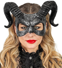 Masque Avec Cornes De Bélier / Demi‑Masque Métal Vieilli Diable / La Maison Du Déguisement