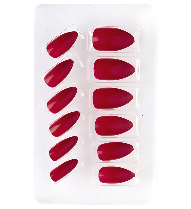 Ongles Bordeaux / Faux Ongles Bordeaux / Set 12 Ongles Bordeaux Auto Adhésifs / La Maison Du Déguisement