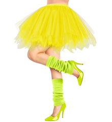 Guêtres Années 80 Jaune Disco / Jambières Jaune Fluo / La Maison Du Déguisement