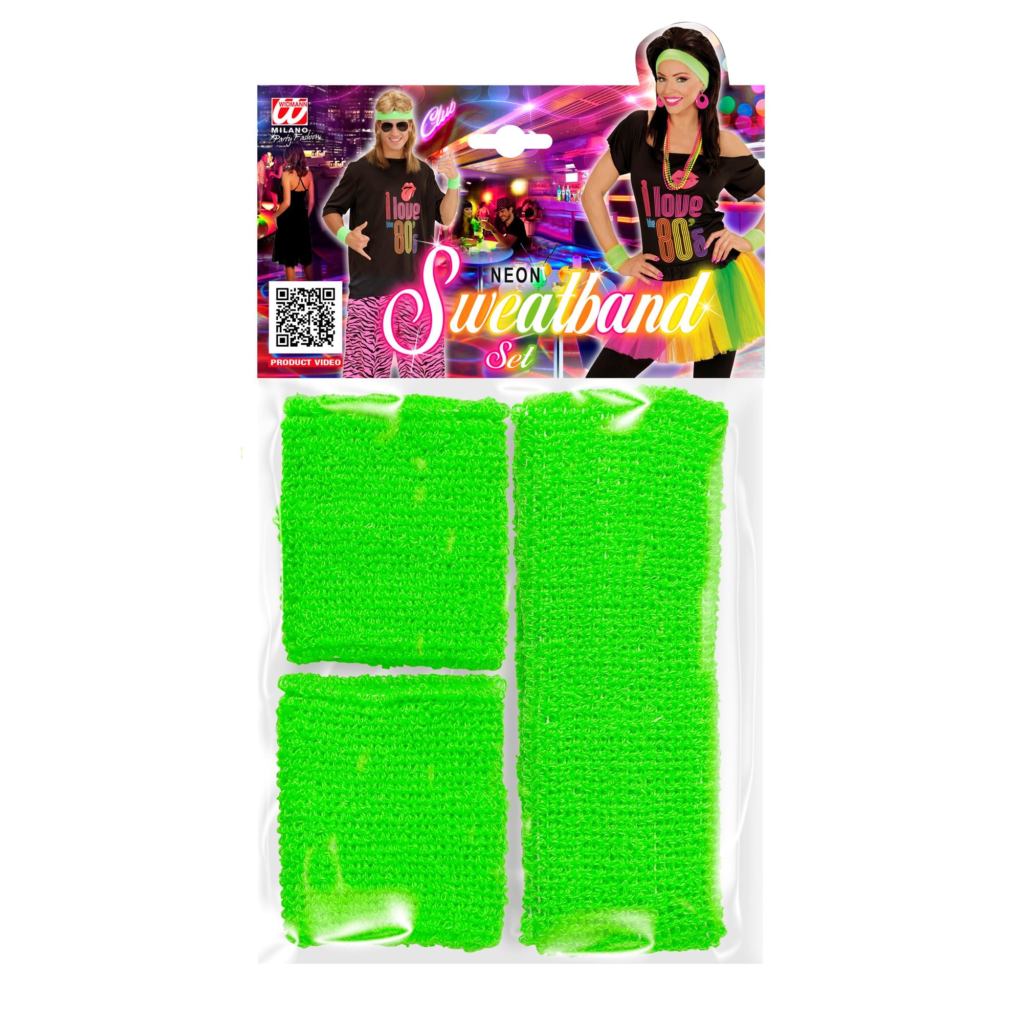 Set bandeau Vert fluo / Kit Bandeau et Poignets en éponge Vert /  Ensemble de 2 bracelets et bandeau / La Maison du Déguisement