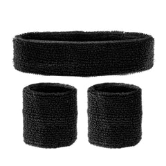 Set bandeau Noir / Kit Bandeau et Poignets en éponge Noir / Ensemble de 2 bracelets et bandeau / La Maison du Déguisement