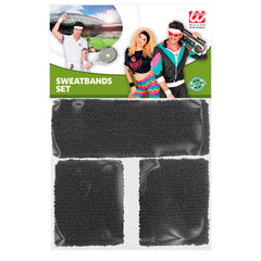 Set bandeau Noir / Kit Bandeau et Poignets en éponge Noir / Ensemble de 2 bracelets et bandeau / La Maison du Déguisement