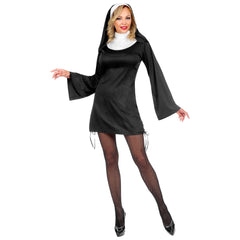 Déguisement Robe Nonne Noire Courte Avec Voile Adulte / Costume Bonne soeur Noir Courte Femme / La Maison Du Déguisement