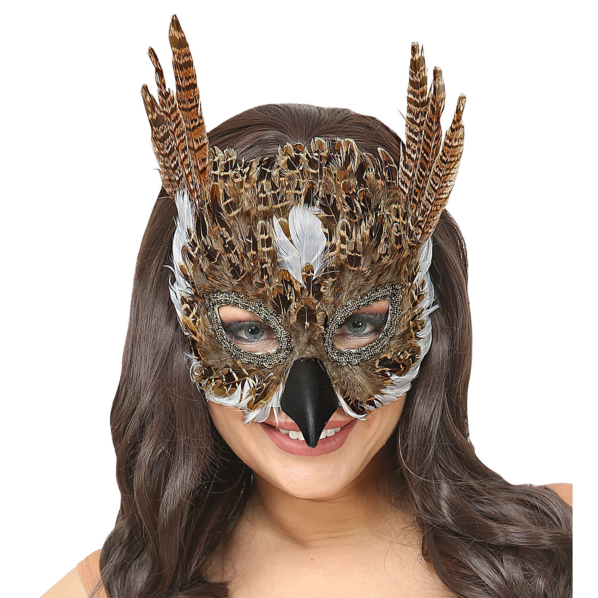 Masque Demi-Visage Aigle Élégant à Plumes - Carnaval, Halloween Homme Et Femme