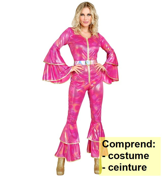Déguisement Mode Années 70 Style Disco / Costume Combinaison Disco ABBA Rose / La Maison Du Déguisement