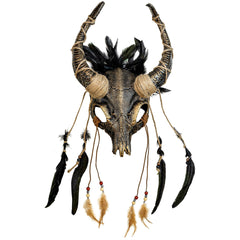 Masque Chaman Crâne de Taureau avec Plumes / Masque de chaman avec crâne cornu et plumes / La Maison Du Déguisement