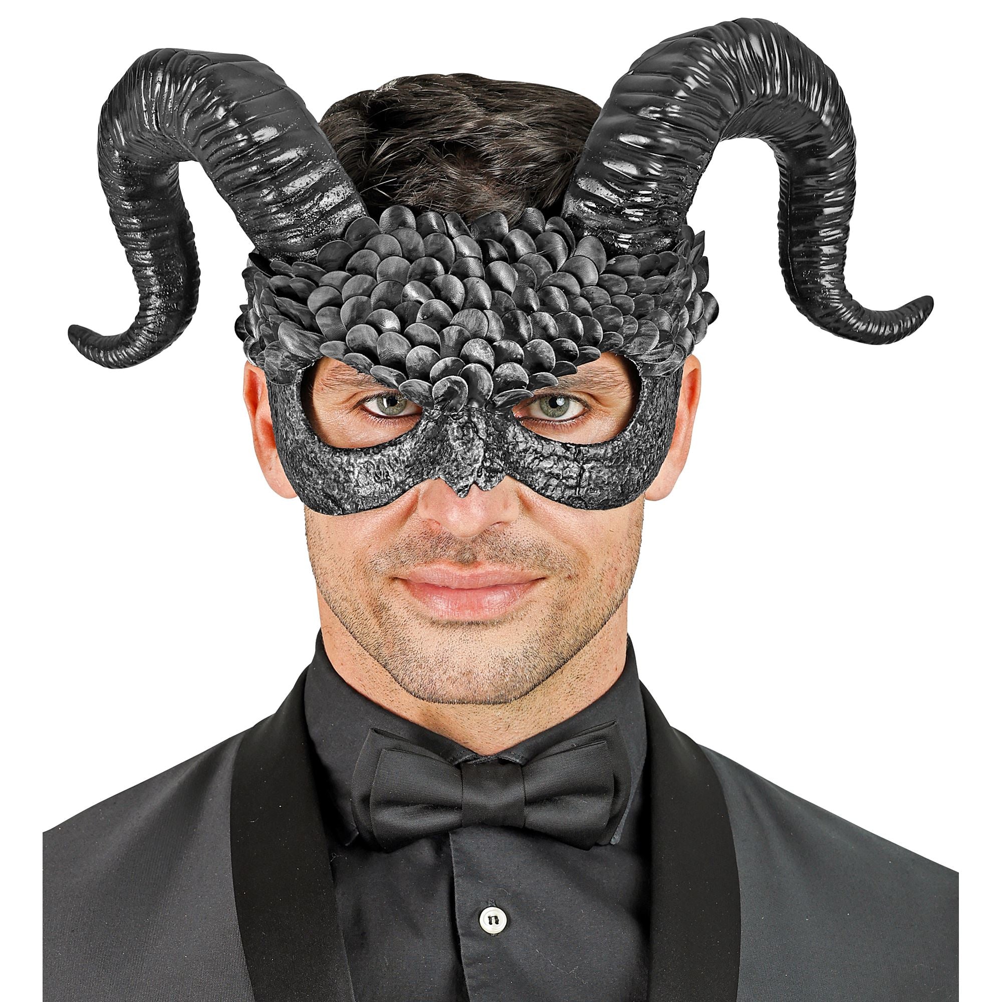 Masque Commedia Dell'arte Démon / Masque Démon Avec Cornes Ange Noir / Masque Halloween Démon Noir / La Maison Du Déguisement
