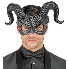 Masque Commedia Dell'arte Démon / Masque Démon Avec Cornes Ange Noir / Masque Halloween Démon Noir / La Maison Du Déguisement
