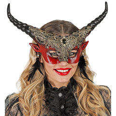 Masque Théâtre Diable Rouge / Loup Cornes Rouge Halloween / Masque Démon avec Cornes Rouge / La Maison Du Déguisement