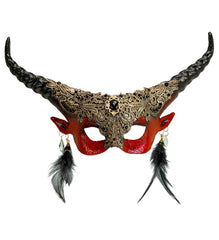 Masque Théâtre Diable Rouge / Loup Cornes Rouge Halloween / Masque Démon avec Cornes Rouge / La Maison Du Déguisement