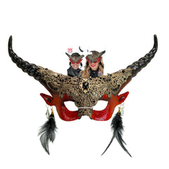 Masque Théâtre Diable Rouge / Loup Cornes Rouge Halloween / Masque Démon avec Cornes Rouge / La Maison Du Déguisement