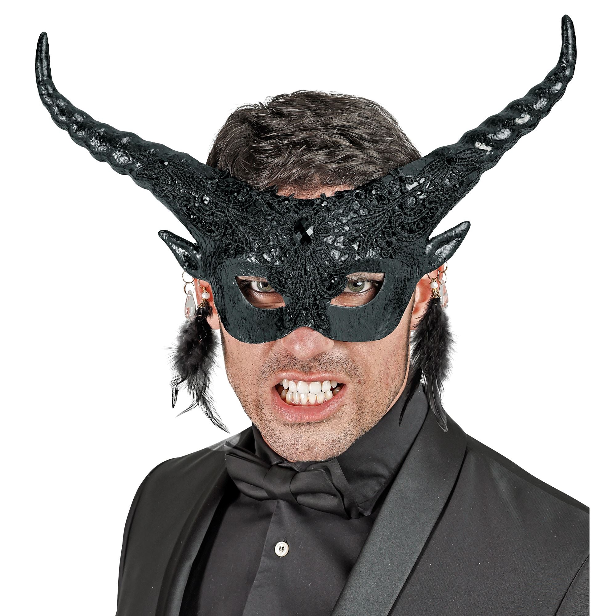 Masque Théâtre Diable Noir / Masque Démon avec Cornes Noir / la Maison Du Déguisement