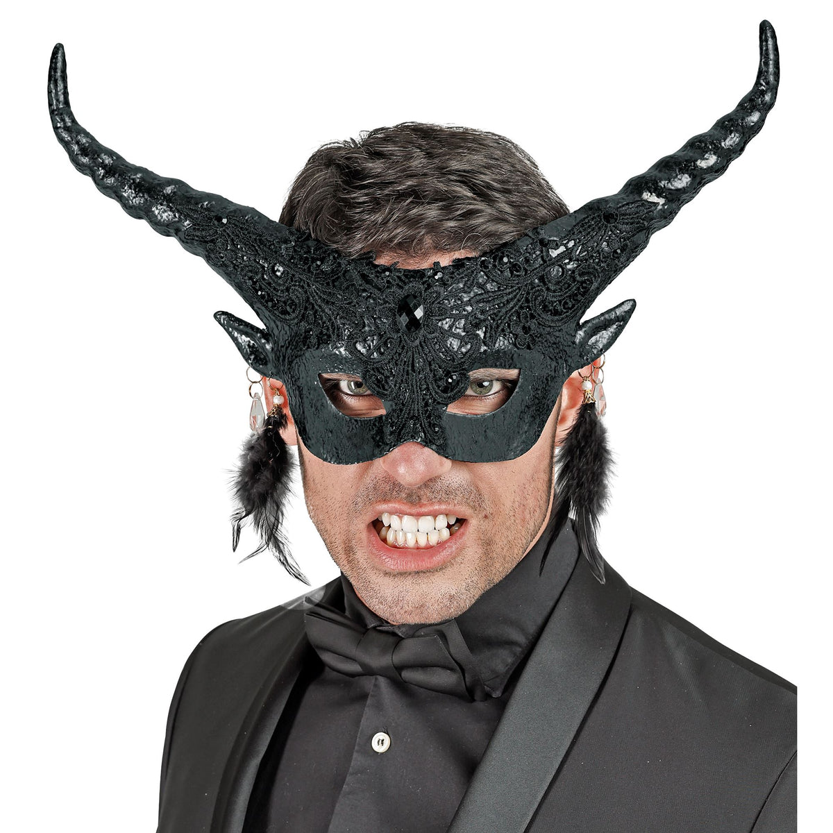 Masque Théâtre Diable Noir / Masque Démon avec Cornes Noir / la Maison Du Déguisement