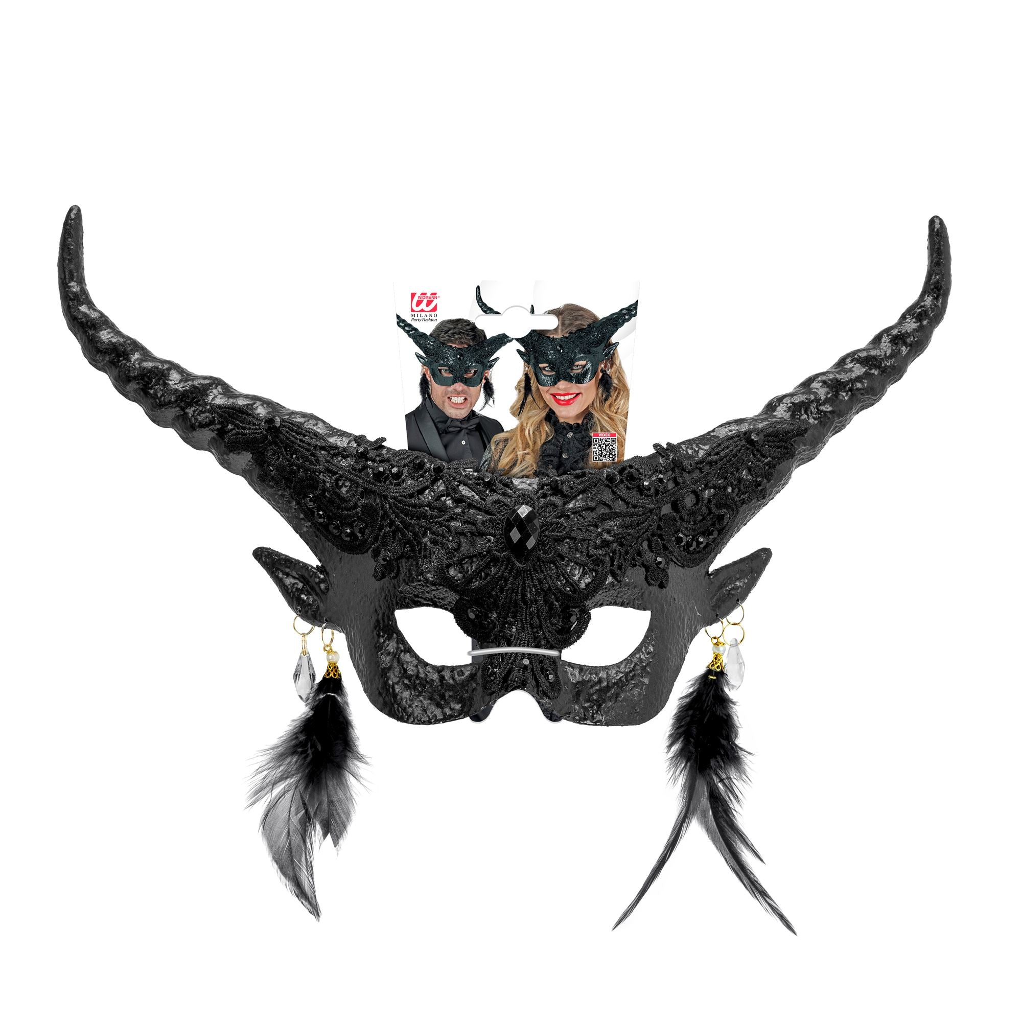 Masque Théâtre Diable Noir / Masque Démon avec Cornes Noir / la Maison Du Déguisement