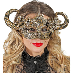 Masque Théâtre Mouton Or / Masque Démon Cornes Doré Luxe / La Maison Du Déguisement