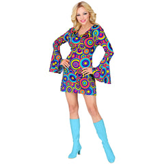 Déguisement Robe Disco Groovy 70s Bleu / Costume Robe Bulles Psyché bleu / Robe Disco Bleu / La Maison Du Déguisement