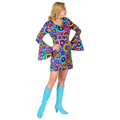Déguisement Robe Disco Groovy 70s Bleu / Costume Robe Bulles Psyché bleu / Robe Disco Bleu / La Maison Du Déguisement