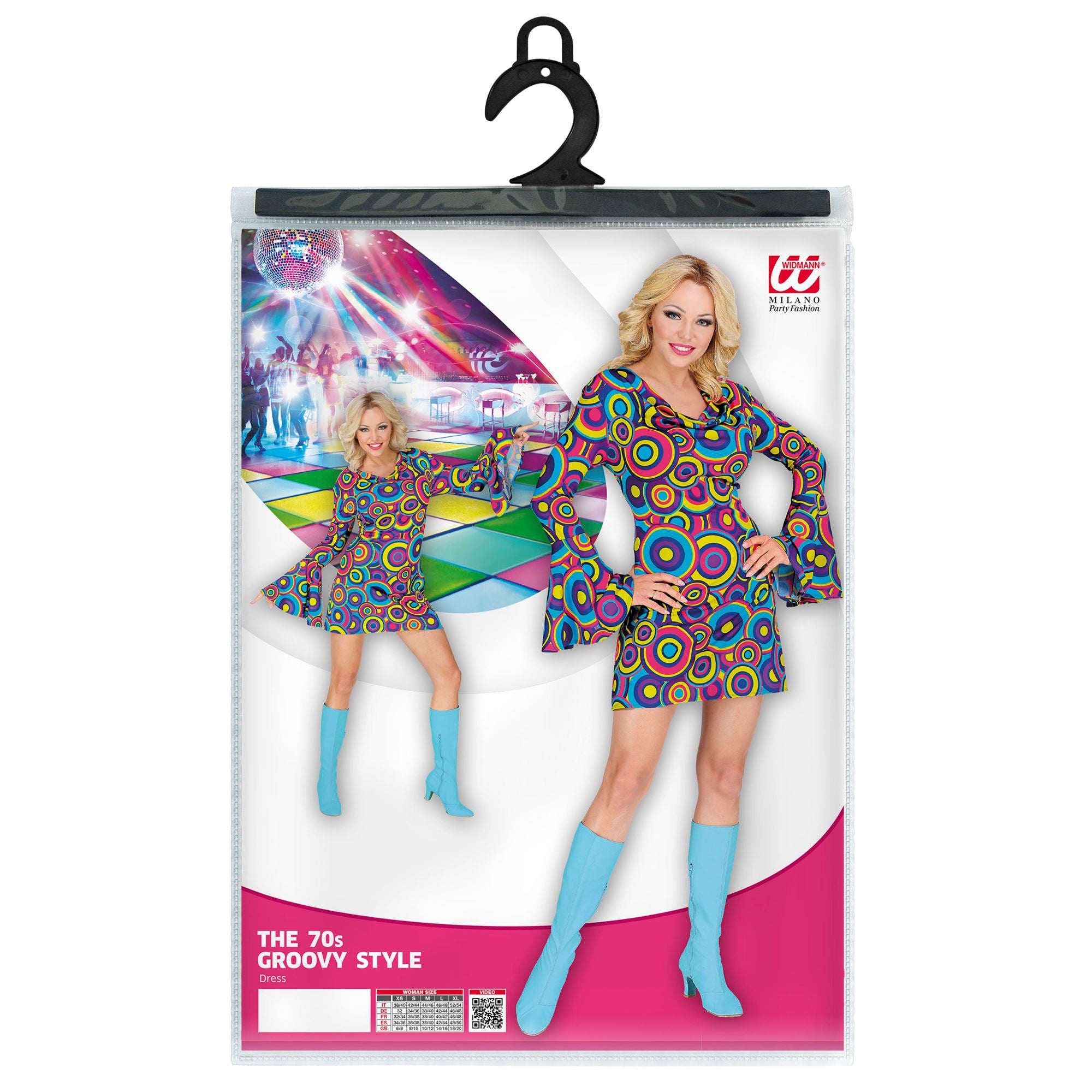 Déguisement Robe Disco Groovy 70s Bleu / Costume Robe Bulles Psyché bleu / Robe Disco Bleu / La Maison Du Déguisement
