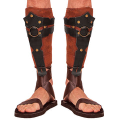Jambières Centurion Romain / Protège Mollets Simili Cuir Marron Poursoldat Grec / Protège Mollets Gladiateur / La Maison Du Déguisement