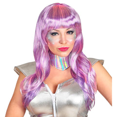 Perruque Femme De L'espace Avec Col / Perruque Spacegirl Futuriste Rose / La Maison Du Déguisement