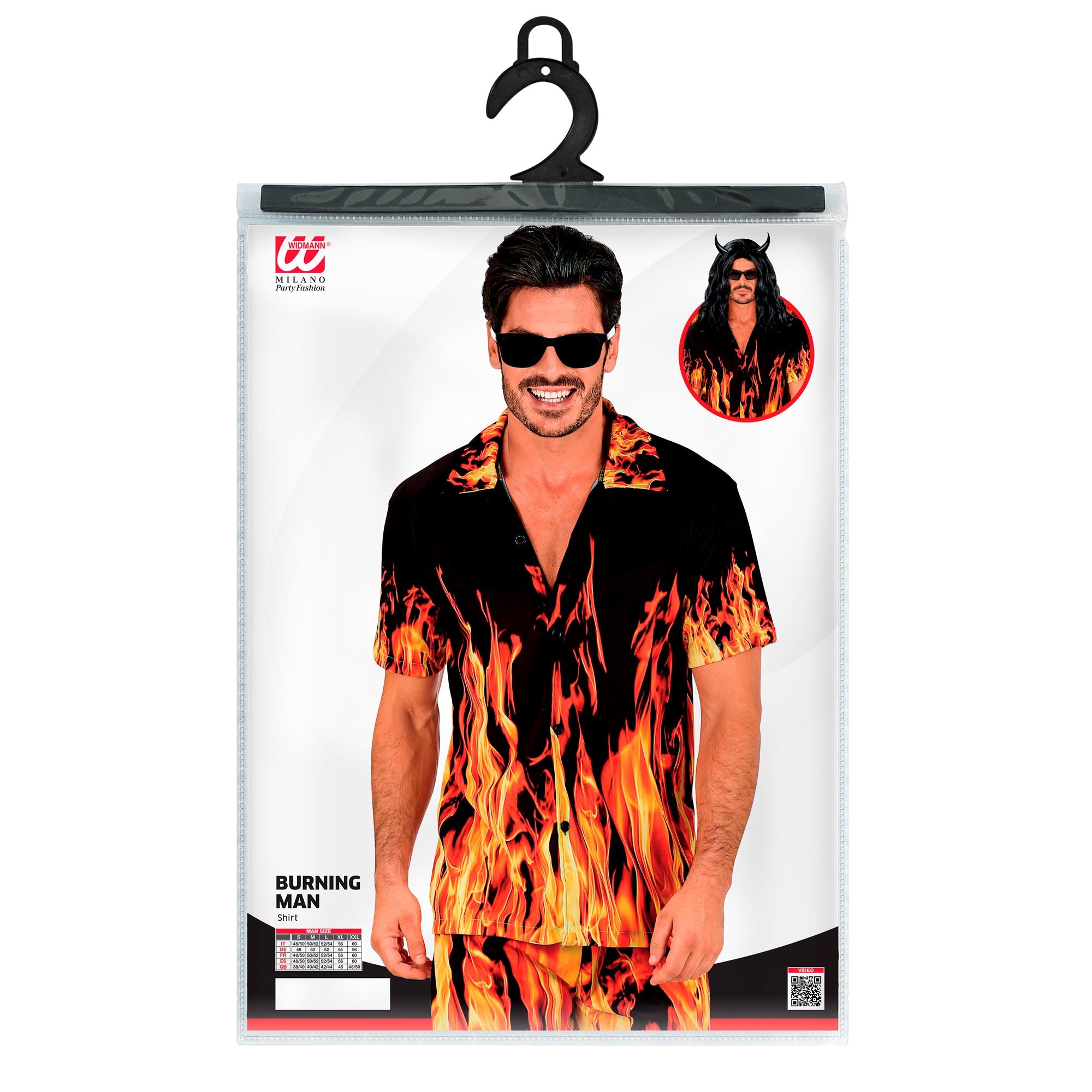 Chemise Flammes Adultes / Chemise Fête D'été / Chemise Diable Imprimée De Flammes / La Maison Du Déguisement