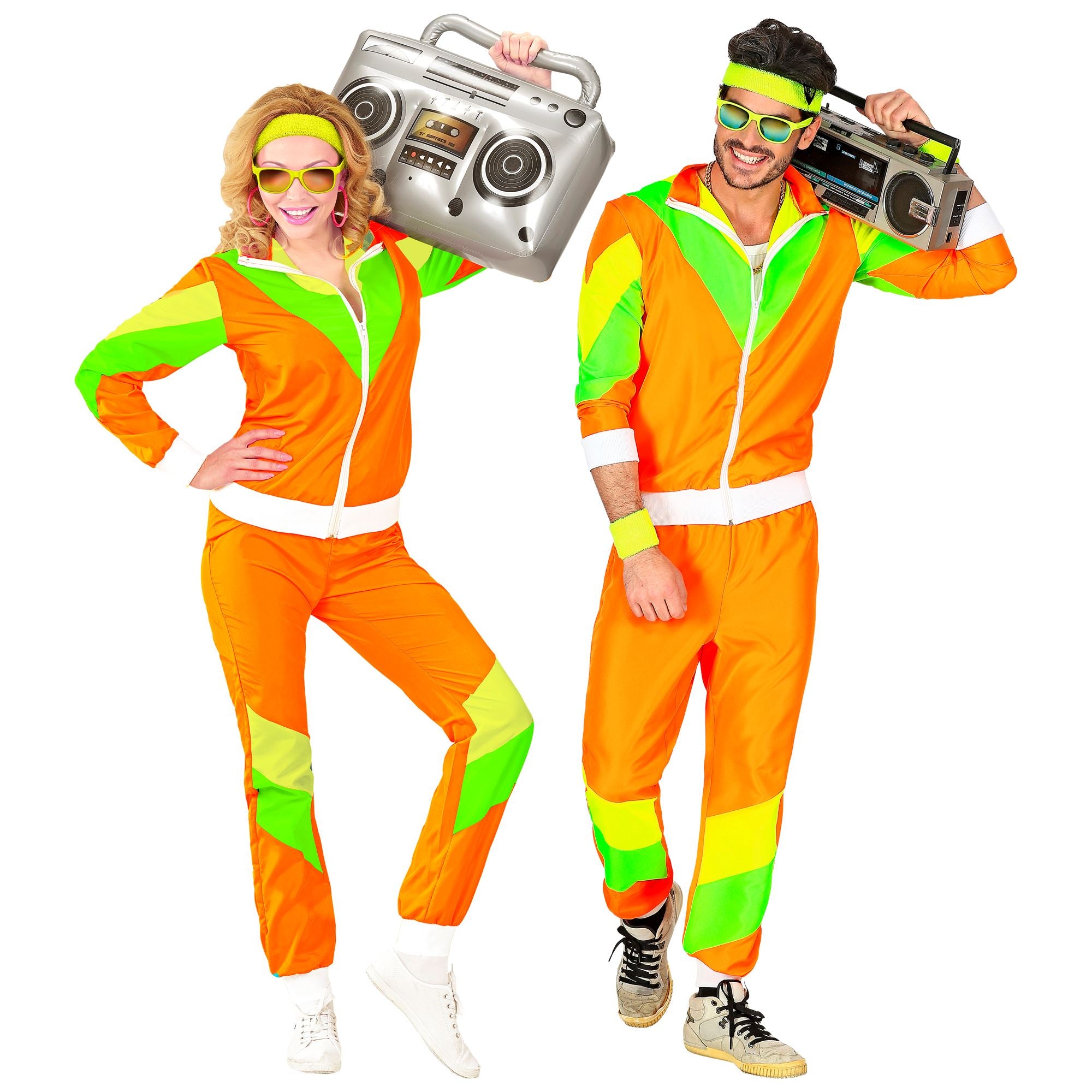Déguisement Survêtement Années 80s Orange Fluo Homme / Costume Jogging année 80 orange fluo Homme / La Maison Du Déguisement