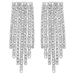 Boucles d'oreilles à strass et chaînes Argent / Boucles d'Oreilles Pendantes Rock Node Années 20 et 30 / Boucles d'oreilles Paillettes / La Maison Du Déguisement