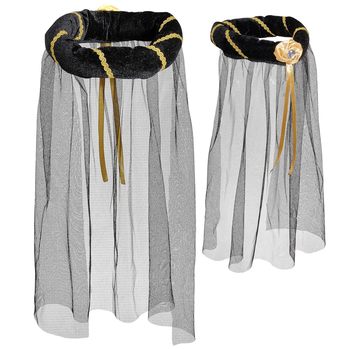 Coiffe Médiévale avec voile Noir / Couronne Médiévale avec voile Noir / La Maison Du Déguisement
