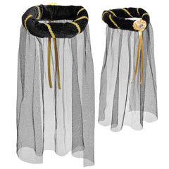 Coiffe Médiévale avec voile Noir / Couronne Médiévale avec voile Noir / La Maison Du Déguisement