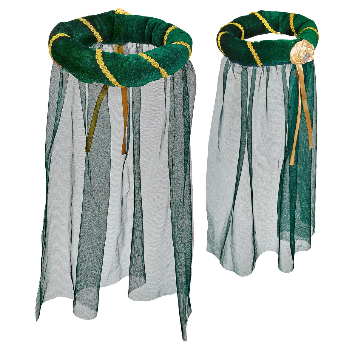 Coiffe Médiévale avec voile Vert / Couronne Médiévale avec voile Vert / La Maison Du Déguisement