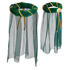 Coiffe Médiévale avec voile Vert / Couronne Médiévale avec voile Vert / La Maison Du Déguisement