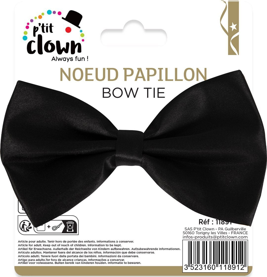 Noeud Papillon Noir / Noeud Papillon Noir Réglable et Satiné / La Maison Du Déguisement
