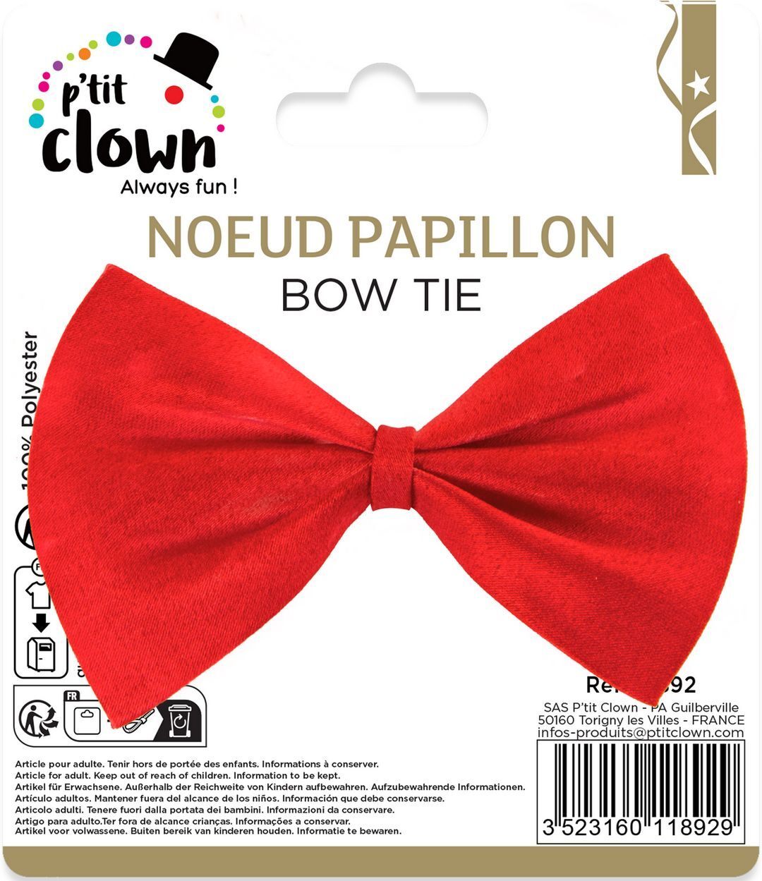 Noeud Papillon Rouge / Noeud Papillon Rouge Réglable et Satiné / La Maison Du Déguisement