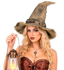 Chapeau Sorcière Marron Adulte / Chapeau Magique / Chapeau épouvantail Adulte / La Maison Du Déguisement